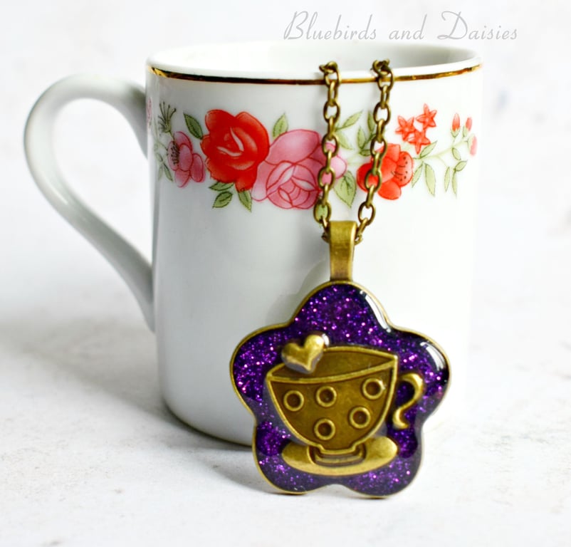 Tea Cup Necklace, Gift for Tea Lover