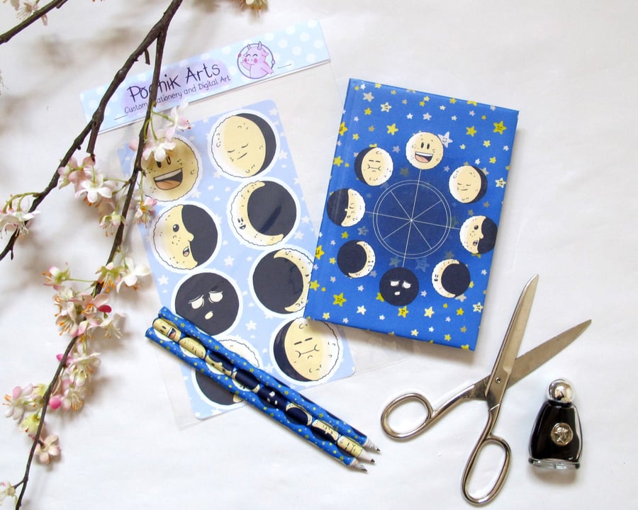 Moon Phase Themed Stationery Set