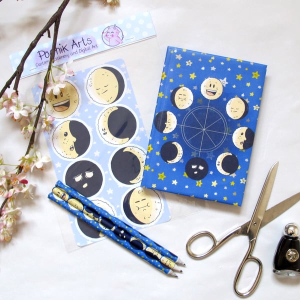 Moon Phase Themed Stationery Set