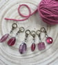  Set of 6 recycled vintage pink bead Knitting & Crochet stitch markers 