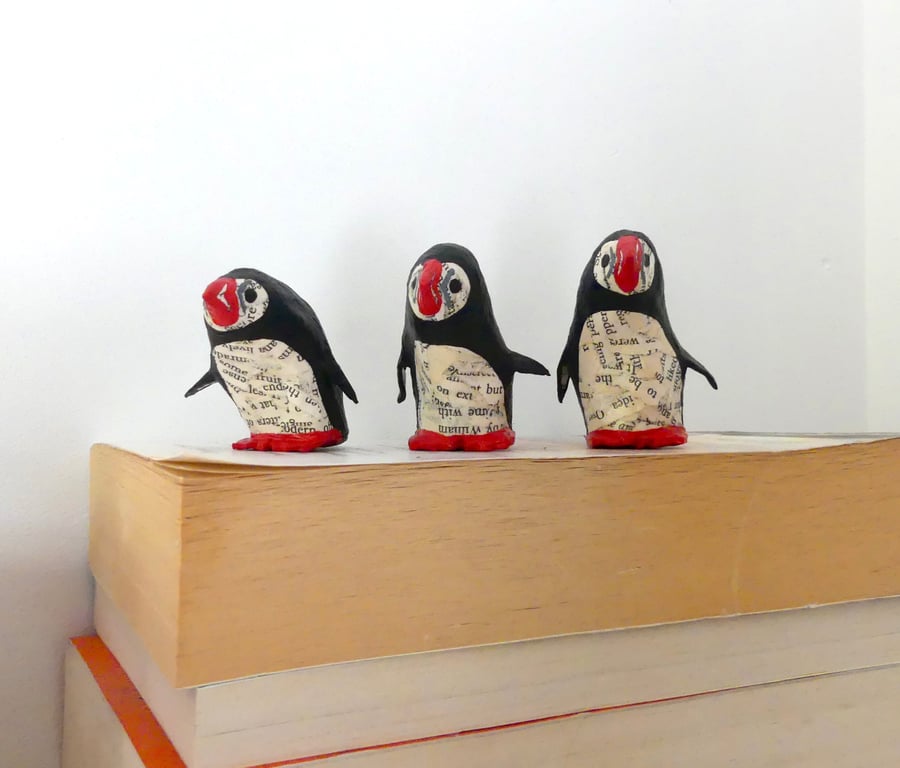 Handmade Paper Puffins