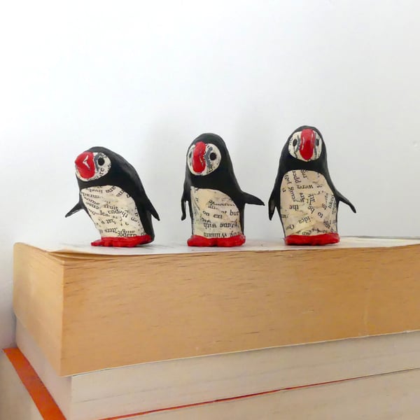 Handmade Paper Puffins