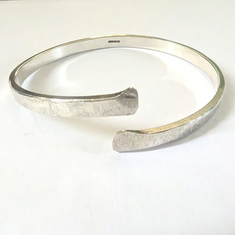 Textured Open Bangle, Sterling Silver