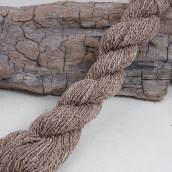 40m Natural Walnut Dye Brown Bourette Noil Silk 2-Ply Thread