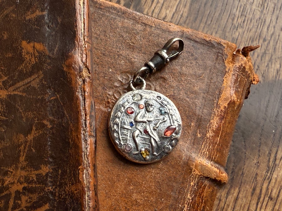 Double sided Clay Pipe and Wax Seal Impression Clip On Pendant 