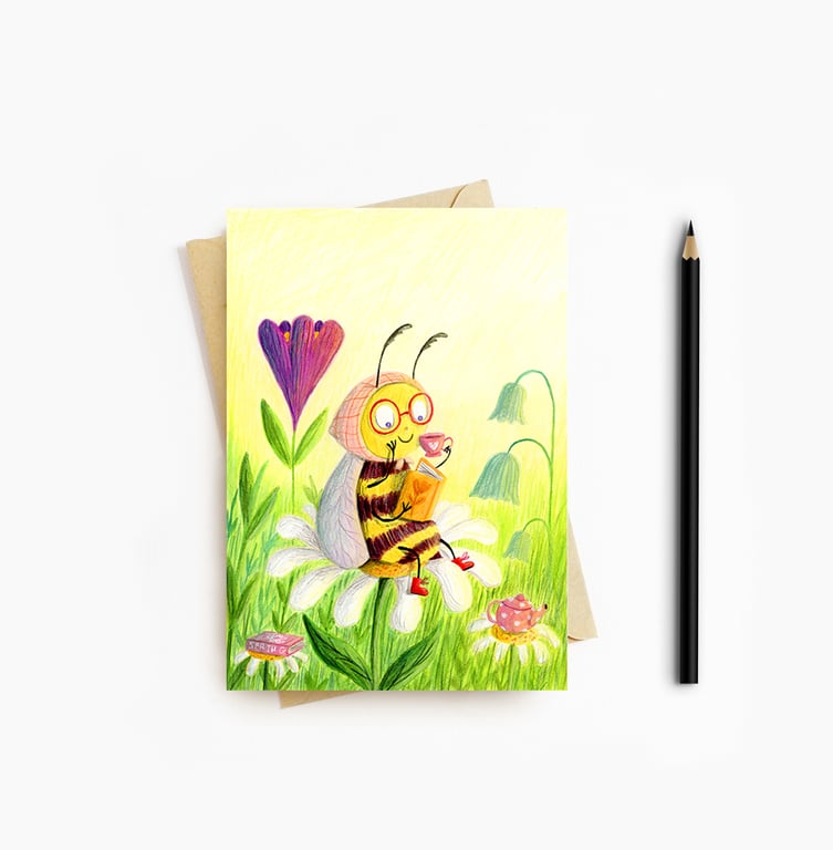 Bee Card - Blank Card - Greeting Card