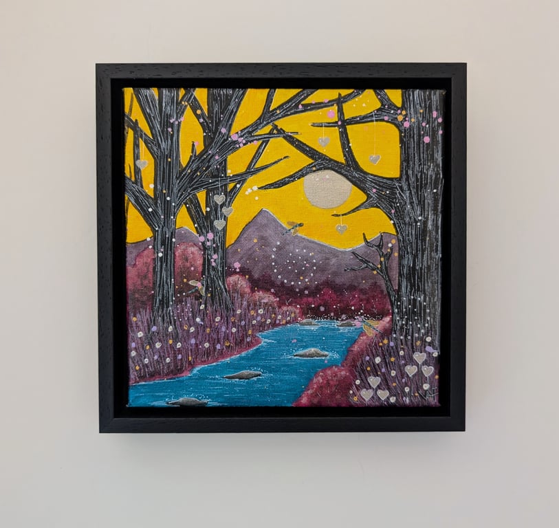 Whimsical Stream Original Painting Framed