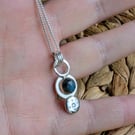 Recycled HANDMADE Sterling Silver and Gold Labradorite Diamond  Pendant