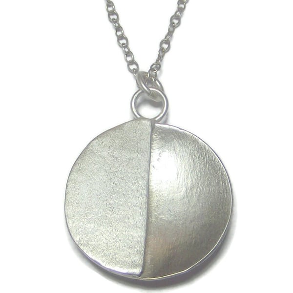 Sterling silver handmade pendant - unusual silver half dome pendant