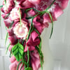 Hand Felted, Wool felted soft ART SCARF  -PEONY-
