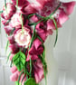 Hand Felted, Wool felted soft ART SCARF  -PEONY-