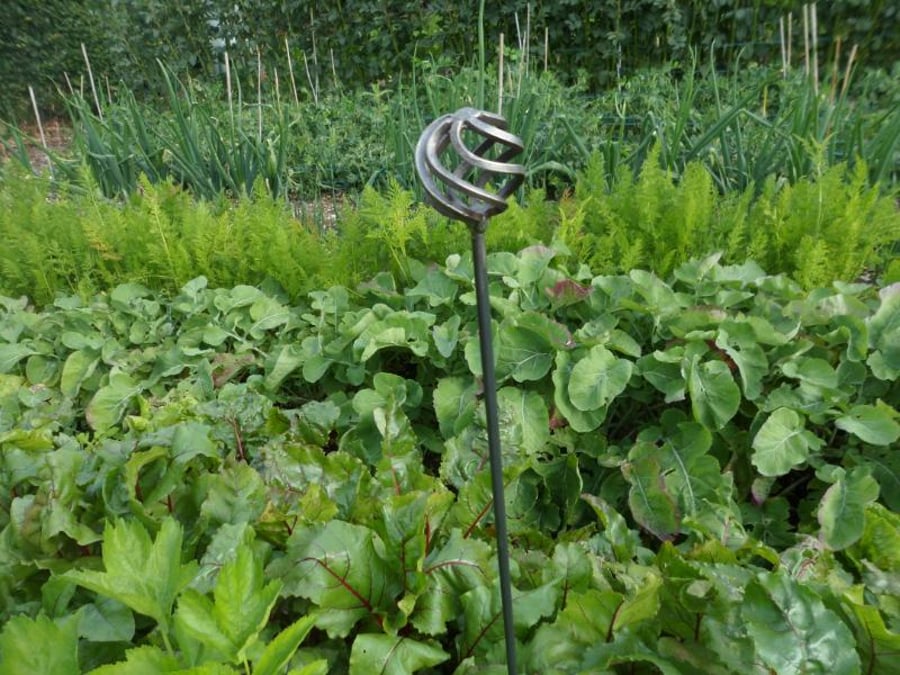 SET OF 5 HANDMADE BASKET TOP PLANT SUPPORTS