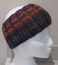 Hand Knitted stripey Merino Headband in Purple  - Image 5