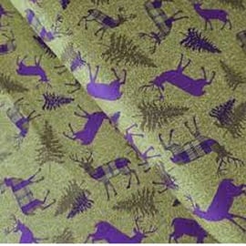 Fat Quarter Highland Celtic Stag And Trees On Green 100% Cotton Quilting Fabric