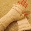 SALE: hand knitted fingerless gloves - organic wool and alpaca 