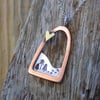 Copper and silver 'mountain path' mixed metals pendant 