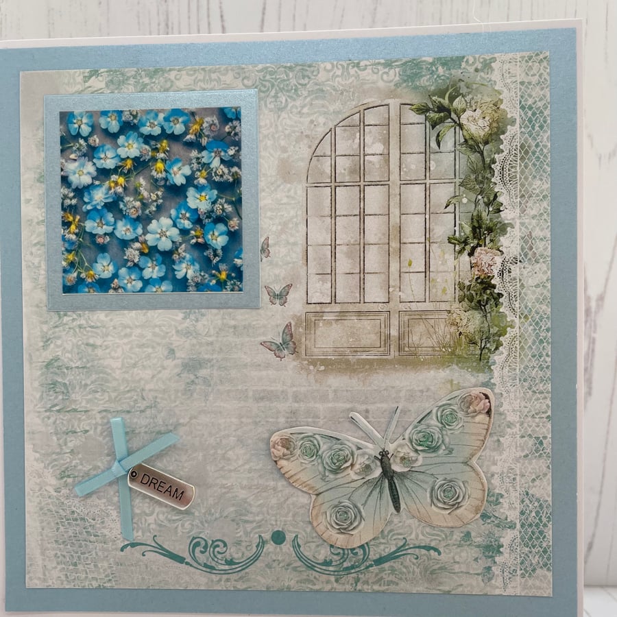Shades of Blue Card Collection - Casement Doors & Flowers  C - 20