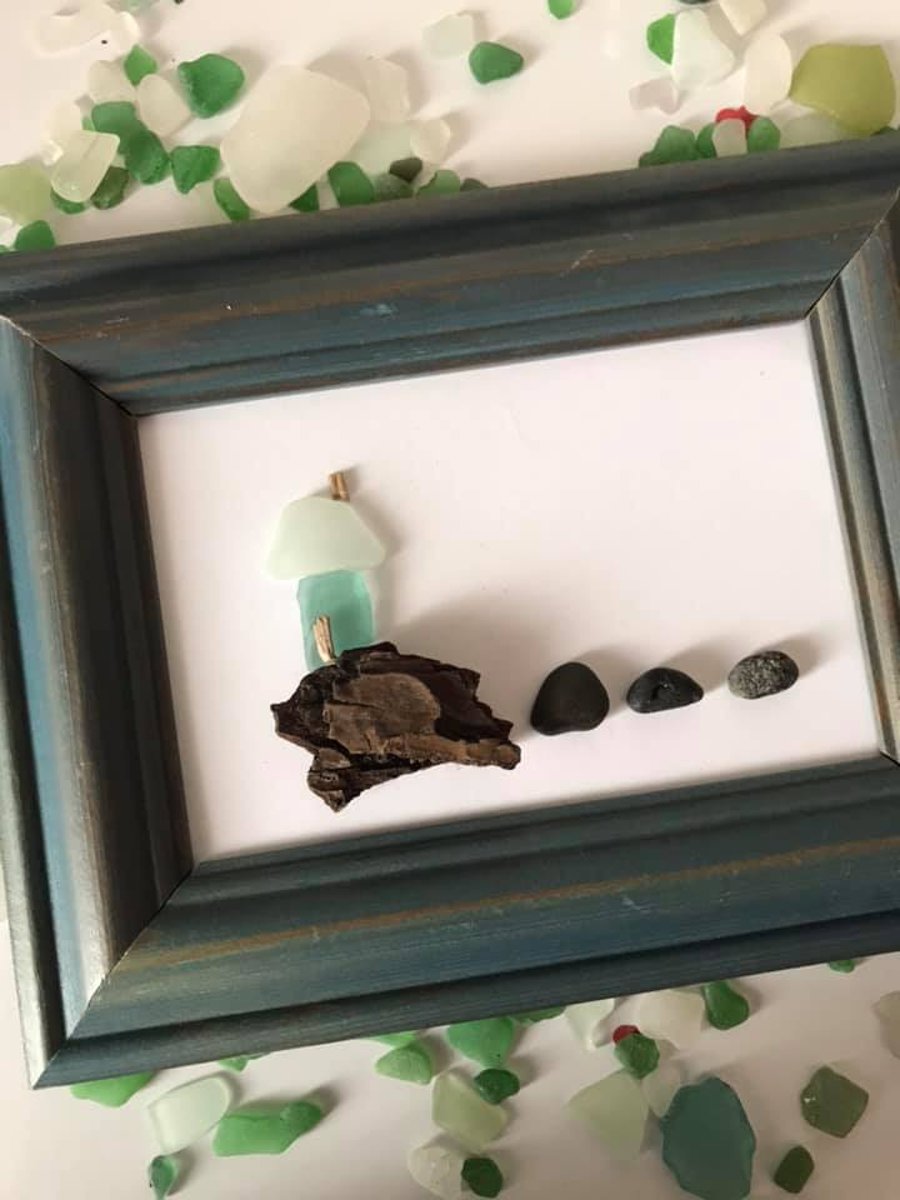 Sea Glass House and Driftwood Art