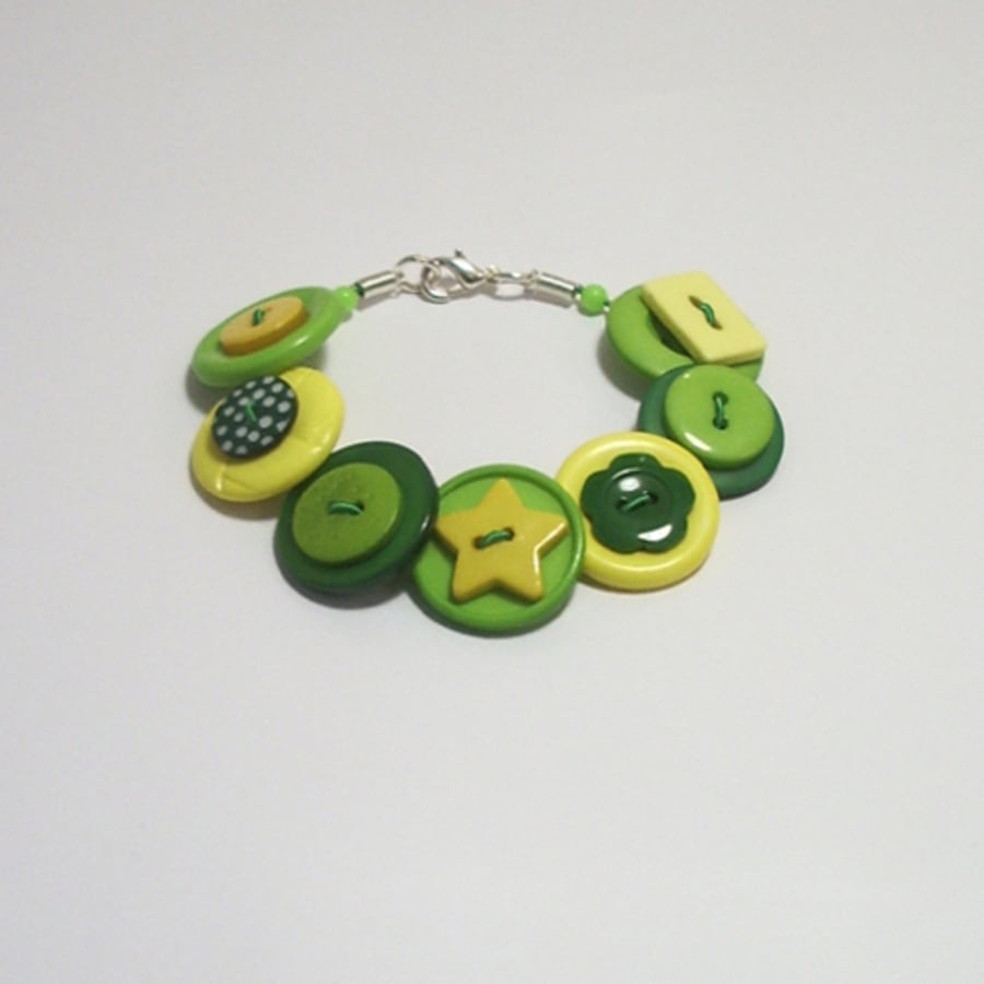  'Lemon & Lime' - Yellow, Green and Lime button bracelet