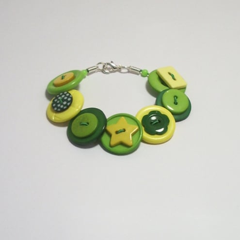 'Lemon & Lime' - Yellow, Green and Lime button bracelet