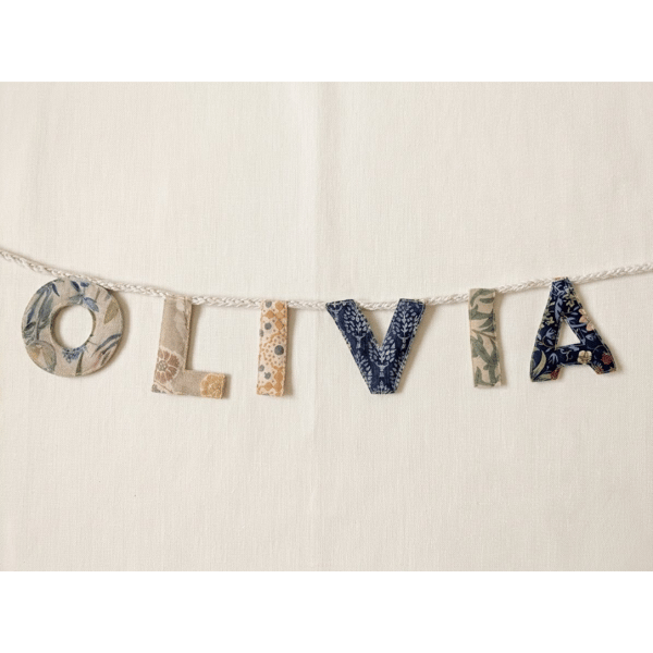 Personalised Heirloom Name Garland, Medium Mixed Textile Bunting