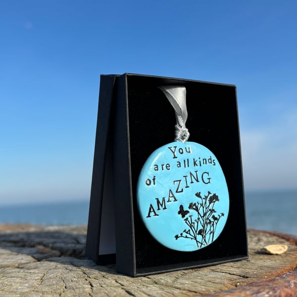 ‘You’re All Kinds of Amazing Pebble Wall Art gift for Mum or Friend