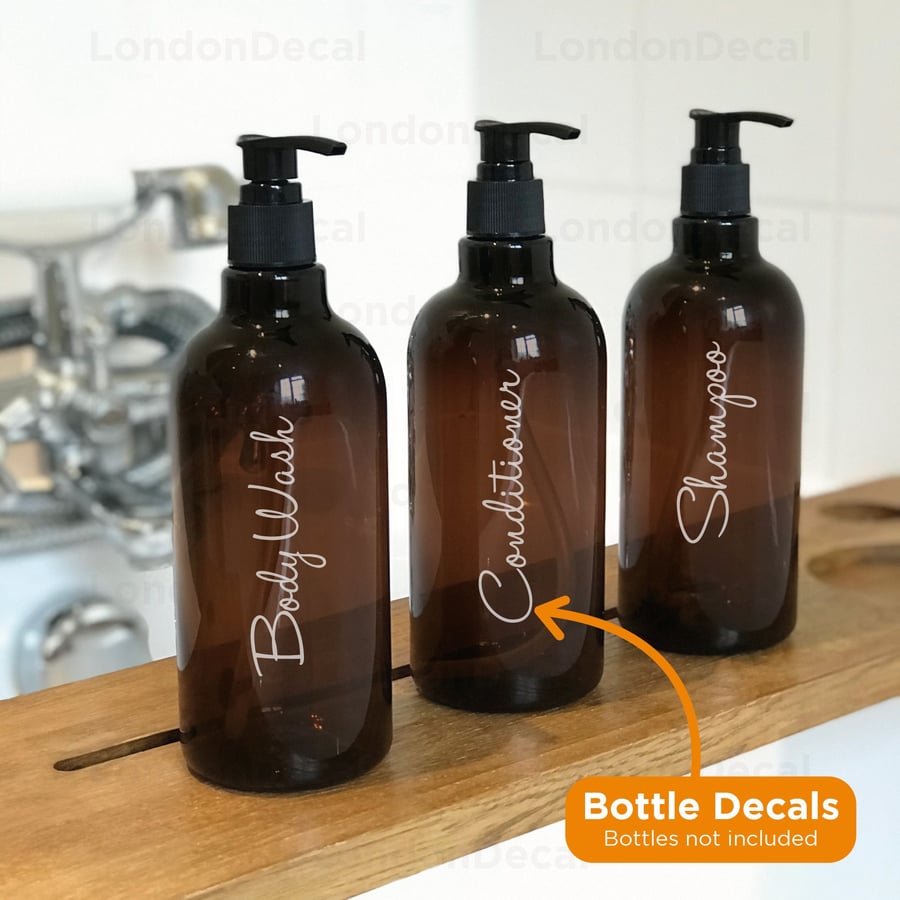 SHAMPOO, CONDITIONER and BODYWASH - Mrs Hinch inspired bottle decal stickers T1