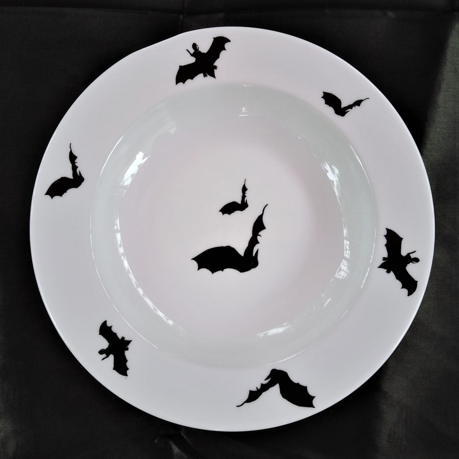 Bats on a bone china pasta or soup bowl