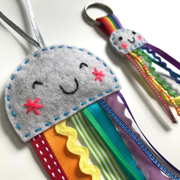 Jellyfish Keyring and Lavender Bag Set- Rainbow colours