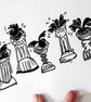 Birds in the Bath - lino cut print - Image 3