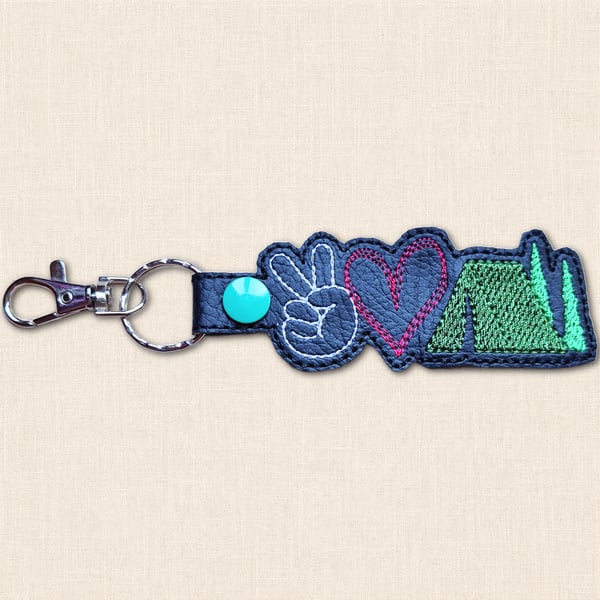 Camping Keyring - Peace Love Camping Bag Charm