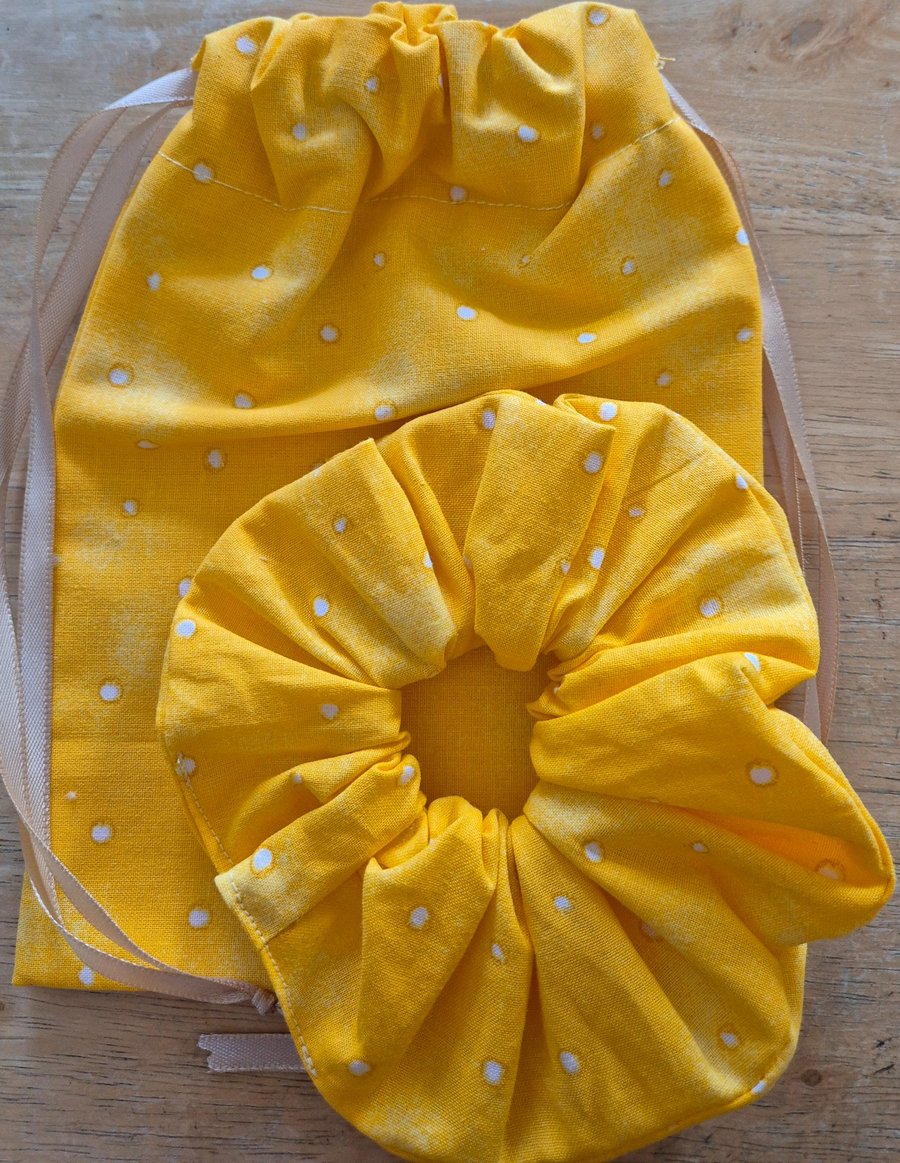 Handmade Scrunchie and Pouch Bag Set