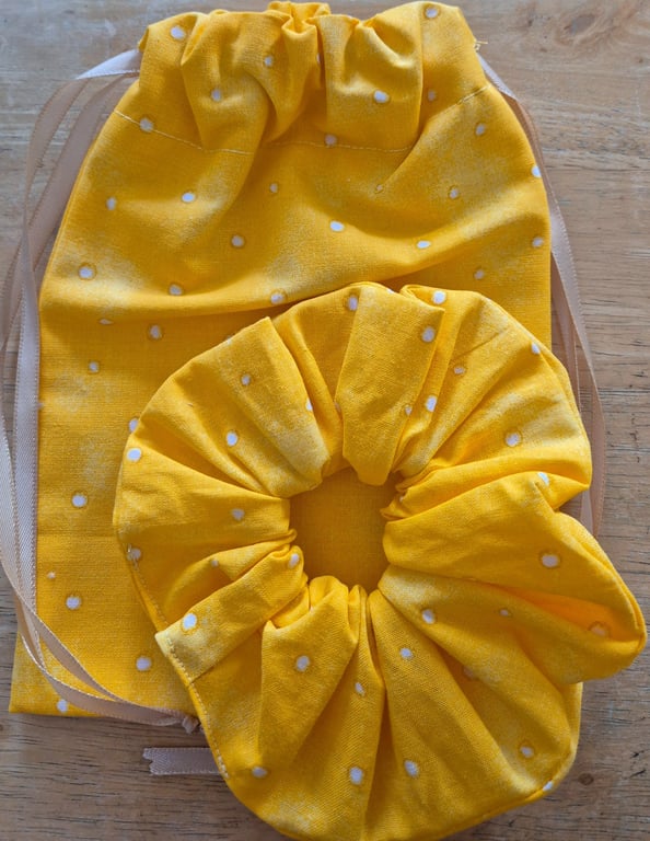 Handmade Scrunchie and Pouch Bag Set
