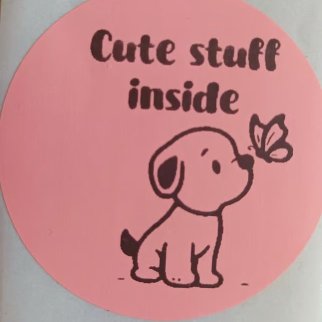 40 'Cute Stuff Inside' Thermal Printed Stickers (Puppy butterfly mix)