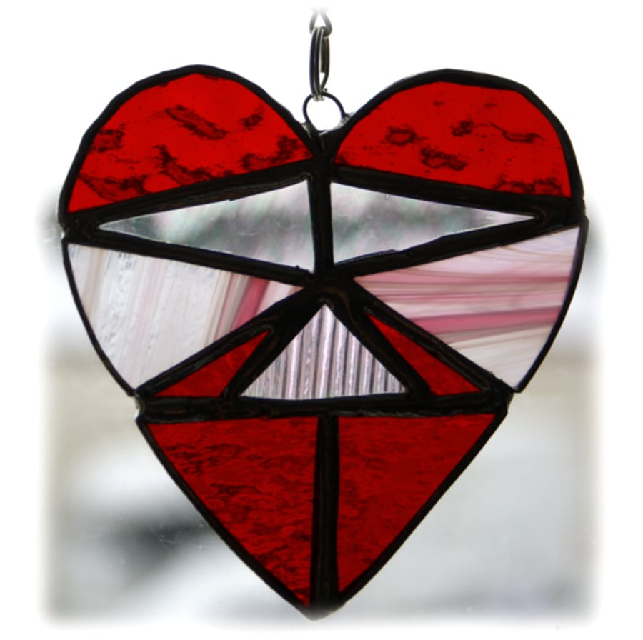 Love Heart Teeth Stained Glass Suncatcher Valentine 10cm 