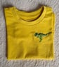 Dinosaur T-shirt, T-rex, age 12-18 months, hand embroidered