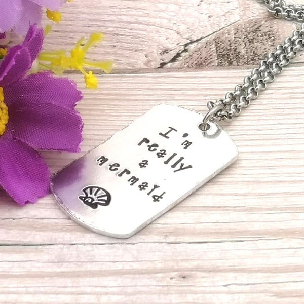 Mermaid Necklace - I’m Really A Mermaid Necklace - Mermaid Birthday Girl Gift
