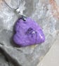 SALE - Purple Bamboo Agate Gemstone Heart Pendant with Silver Plated Chain - Image 3