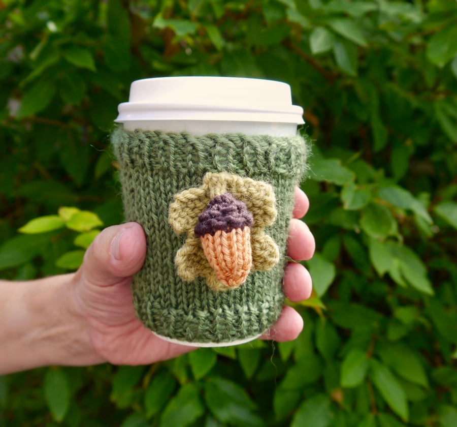 Acorn and Oak Leaf Cup Sleeve, Takeaway Coffee Sleeve