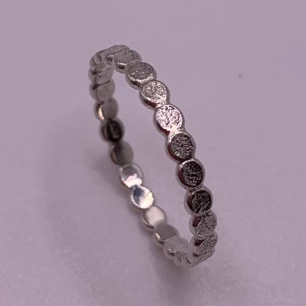 Silver Grain Stacking Ring