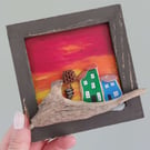 Quirky Pottery Cottages Wall Art - Sustainable Art from Beachcombed Pottery
