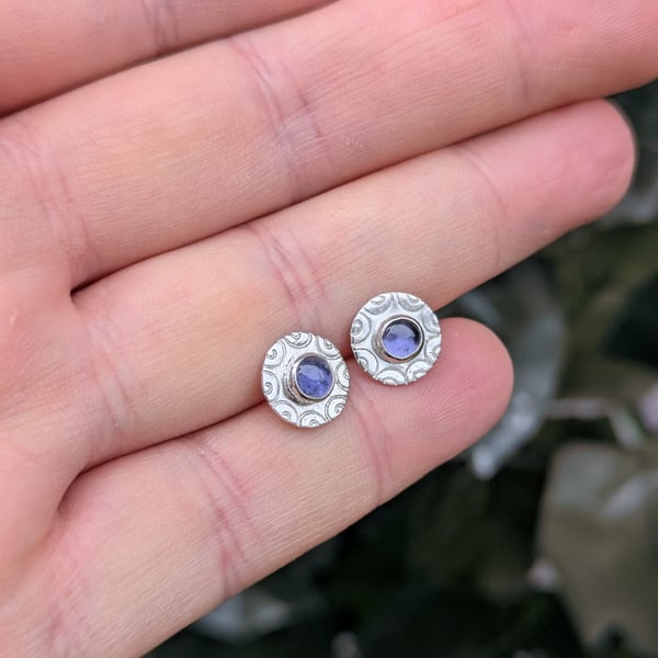 Sterling Silver Iolite Stud earrings: wedding