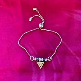 Slider Bracelet With Triangle Pendant Charm.