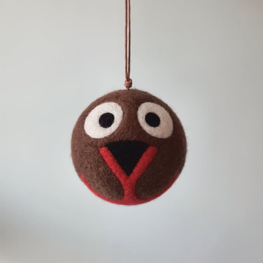  Needle Felted Robin Christmas Bauble 