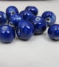 10 Small Cobalt Blue Glazed Clay Beads - Image 4