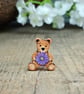 Aster Teddy Bear Brooch, Handmade September Birth Flower, Personalised Pin