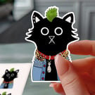 Punk Cat Sticker, Black Cat Waterproof Sticker, Vinyl Decal for Cat Lovers 