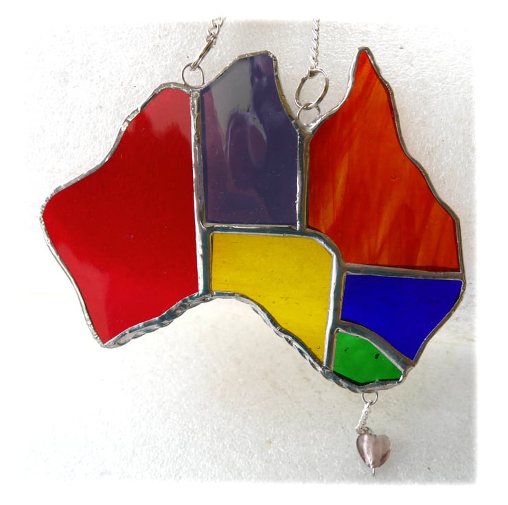 Australia Suncatcher Stained Glass Rainbow Map... Folksy