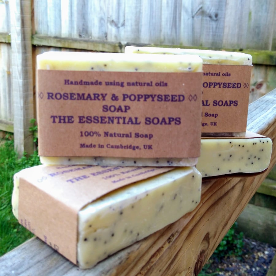 Rosemary & Poppy Seed Soap, Natural, Vegan, Gifts for Gardeners, Gardener's Soap