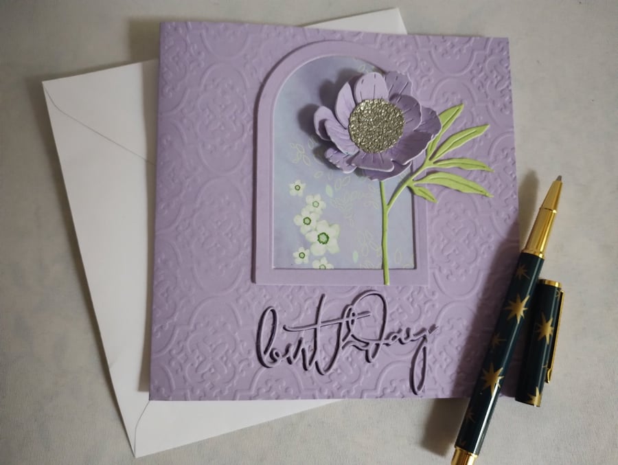 Lovely Lilac Woodland Floral Arch Birthday Card 